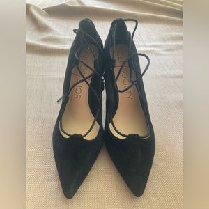 Black Velvet Tie Up Heels Size 7.5